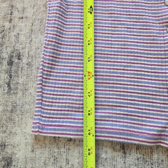 Levi's Shirt Womens Medium Purple Striped The Ribbed Tee Slim Fit Button Front - Picture 8 of 10